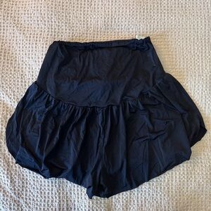 Women's Black High-Waist Bubble Shorts